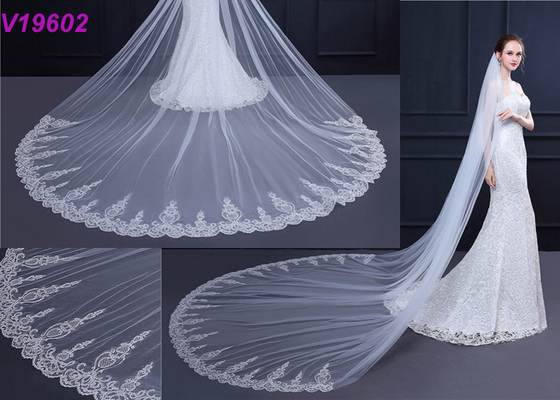 Los velos de novia/las mujeres largos modificados para requisitos particulares del vintage arreglan el velo de novia blanco 3 metros