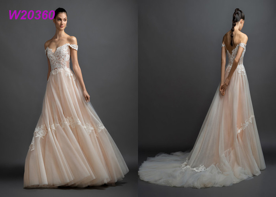 Vestidos de una boda coloreados multi de la falda de líneas del vestido nupcial del hombro por encargo