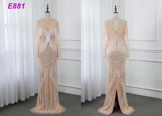 Vestido de fiesta formal pesado de la envoltura larga de las mangas de las borlas del vestido de noche que gotea