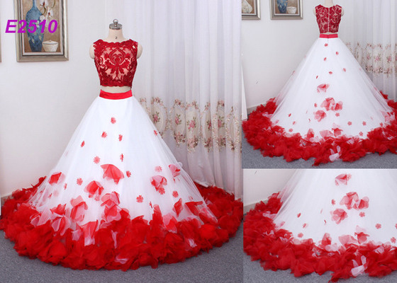 El vintage dos pedazos de bola del vestido del baile de fin de curso del Applique de los vestidos florece el vestido de noche